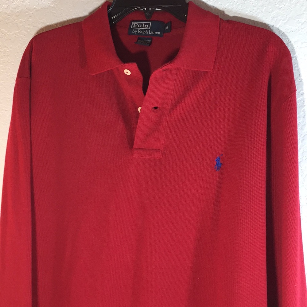 POLO long sleeve red men's classic polo, med, EUC! - Picture 2 of 7